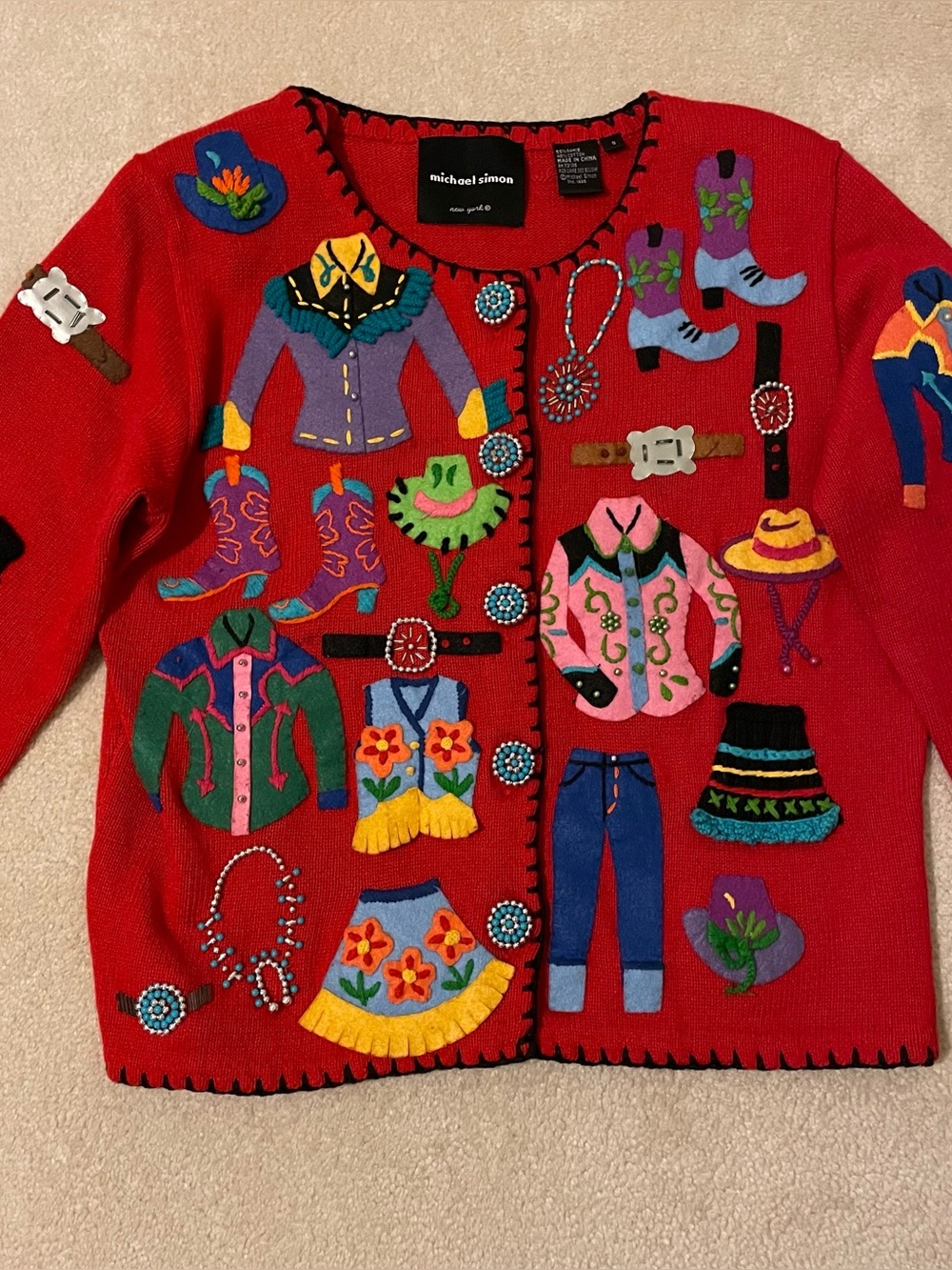 VTG Michael Simon NY
Western Cowgirl Rodeo Beaded Cardigan
Sweater-small EUC